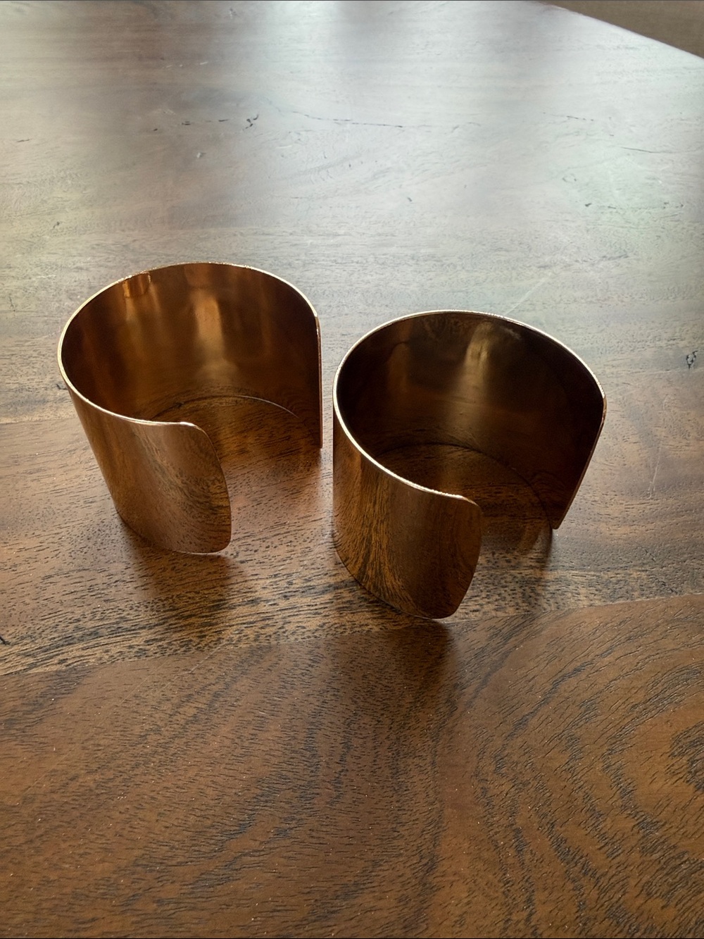 Vintage Gold Toned Wide Open Cuff Bracelet Pair